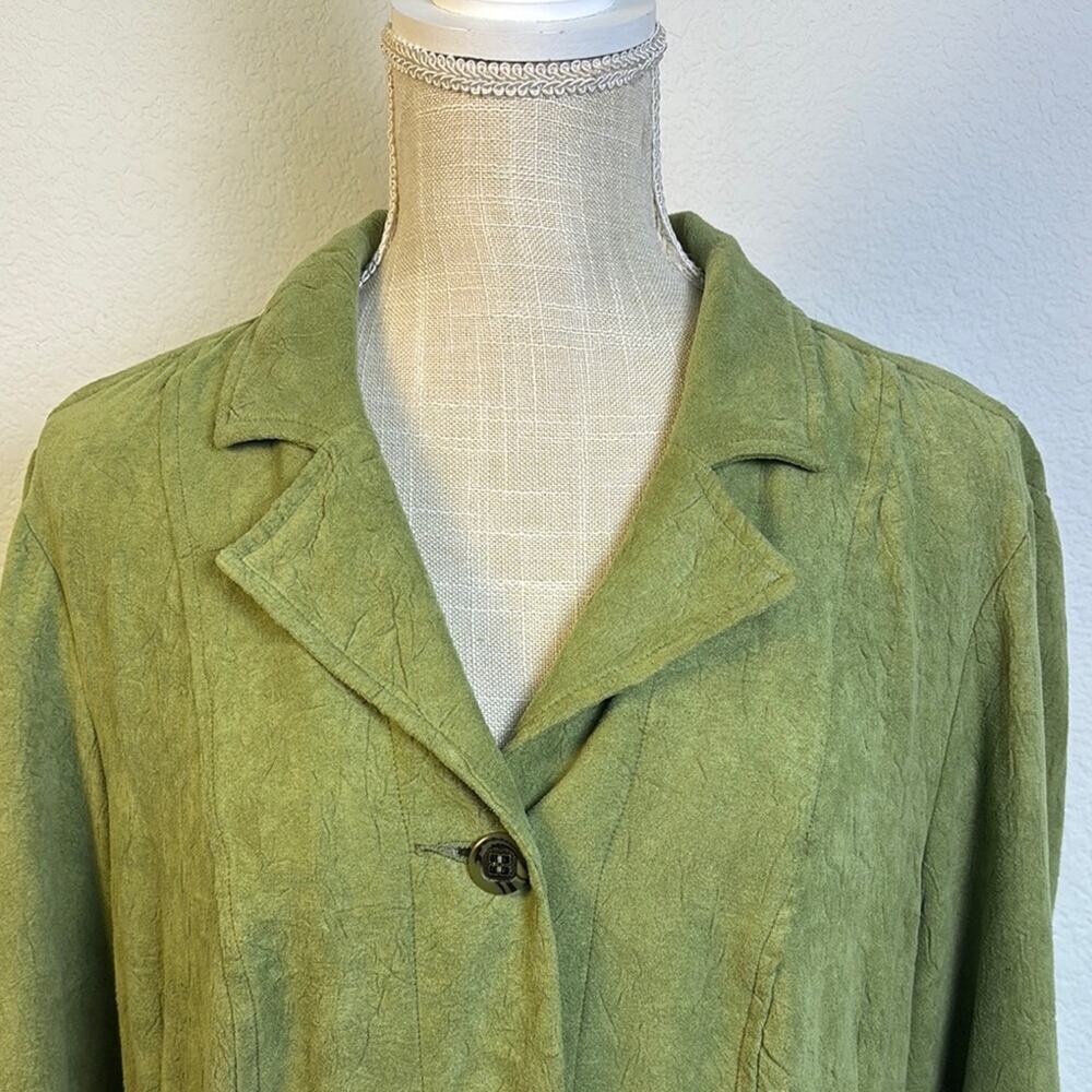 RQT Green Button Down Women's Jacket Size Large Workwear Lagenlook Office - Picture 2 of 7